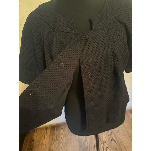 KENNETH COLE REACTION Black Cotton Short Sleeve Jacket Blazer Size 8 - Picture 3 of 6